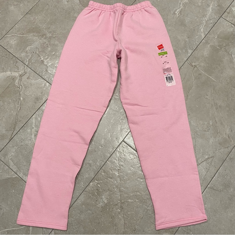 NWT Kids Hanes Girls Pink Fleece Sweatpants Joggers M 7/8